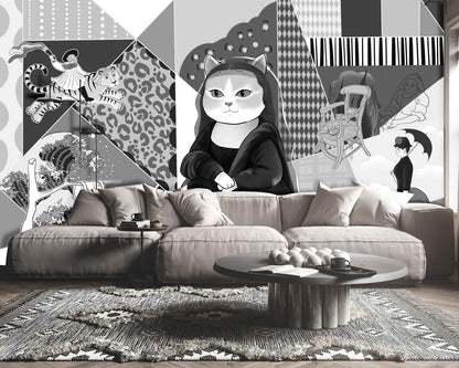 Decorate your living room with a Mixed Painting Wallpaper Mural.