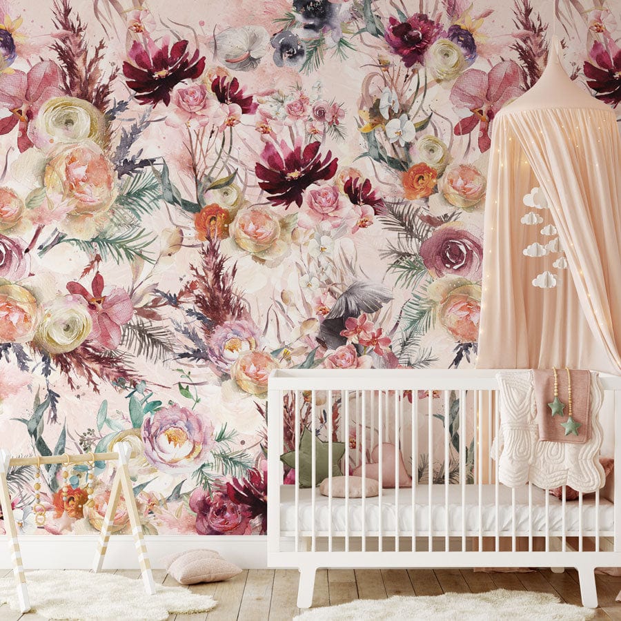 Aesthetic nursery mural wallpaper decoration idea