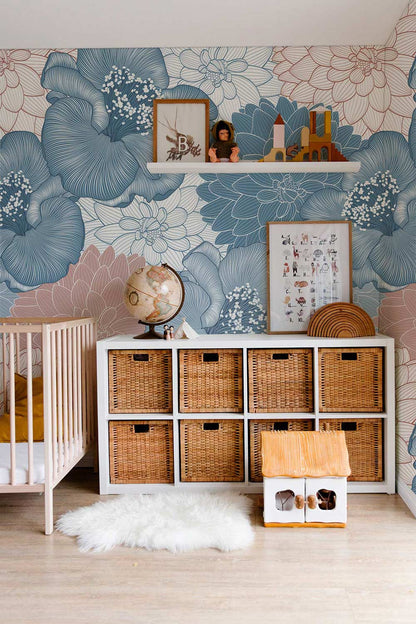 ideas to decorate your home with wallpaper with pink and blue flowers