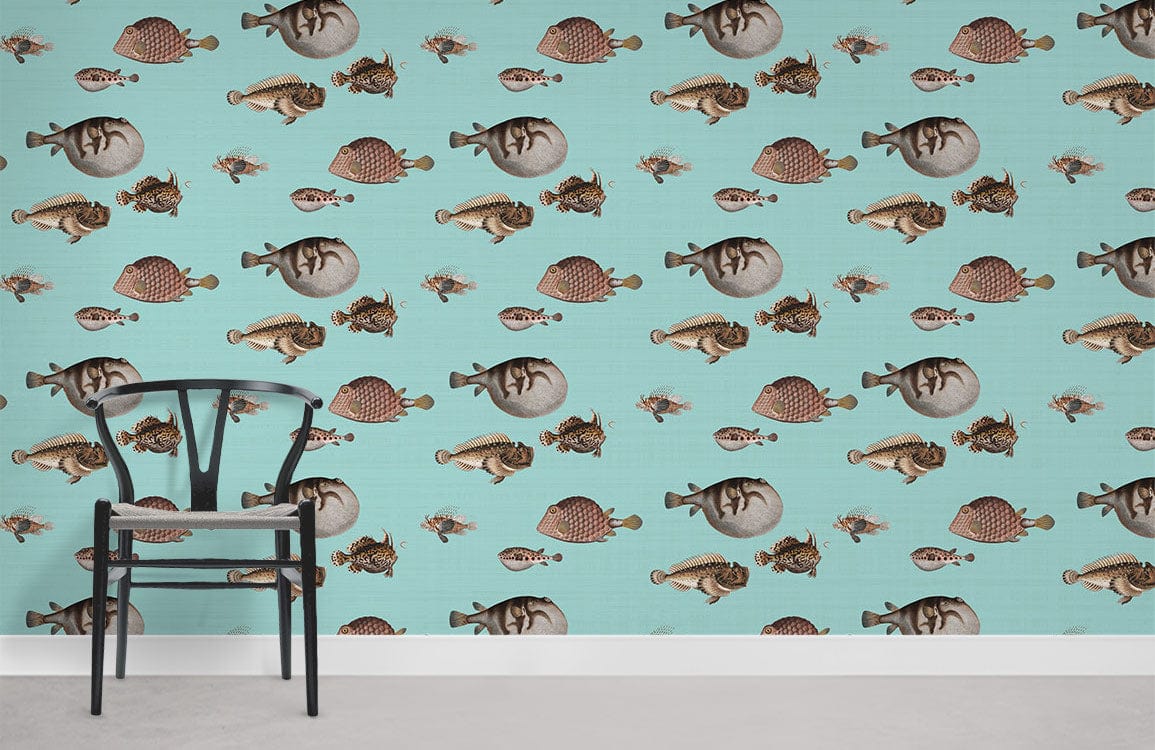 fat fish groups wall mural for room