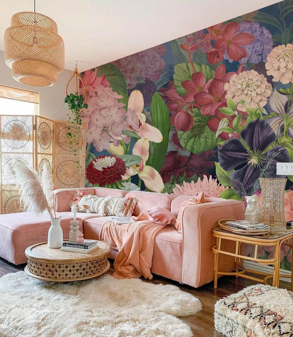 fresh aesthetic flower wallpaper for living room