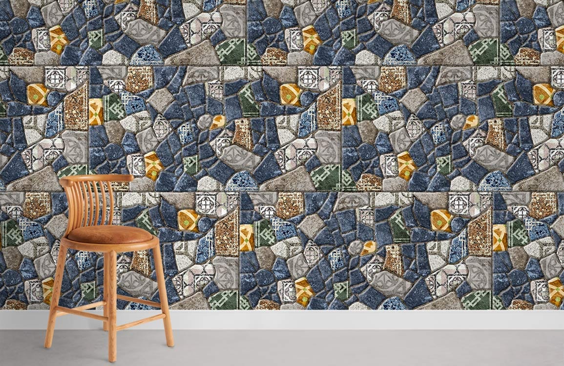 mixed color pattern tile wallpaper mural