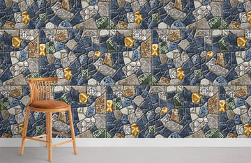 Vintage Mosaic Quilt Patchwork Mural Wallpaper