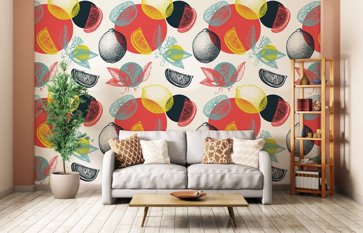 Art of Fruits Wallpaper Mural for living  room decor