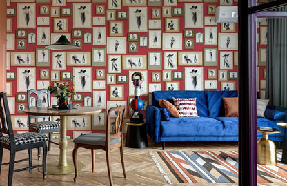 Chic Vintage Lady Illustration Mural Wallpaper in living room