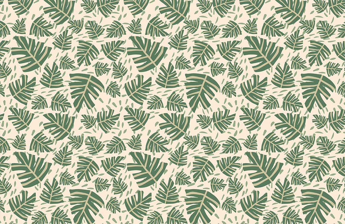Tropical Green Leaf Botanical Mural Wallpaper