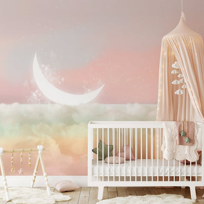 Dreamy Moonlight Clouds Bedroom Mural Wallpaper in nursery