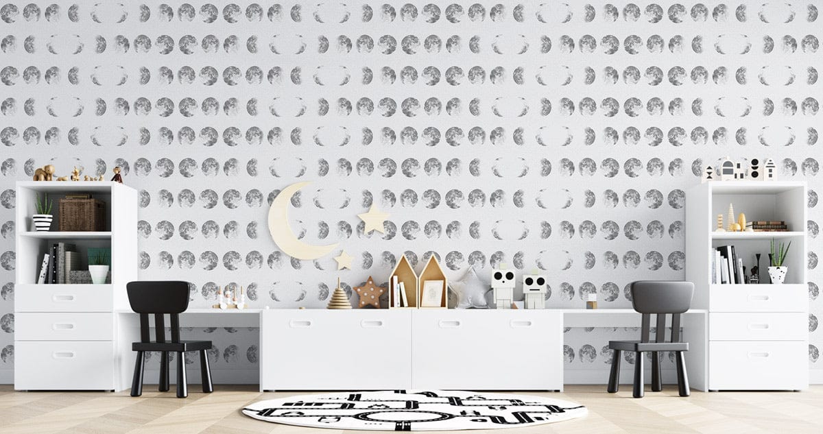 Moon Changes Wallpaper Kid's Room Decoration Idea
