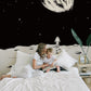 Moon Landing Scene in Black and White on a Wallpaper Mural for Decorating Children's Rooms