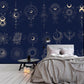 Moon Phases Pattern Wallpaper Mural for Use as a Décor Accent in the Bedroom