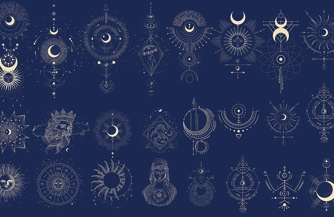 Mystical Navy Celestial Boho Mural Wallpaper