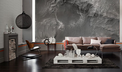 moon rock wallpaper mural lounge design idea