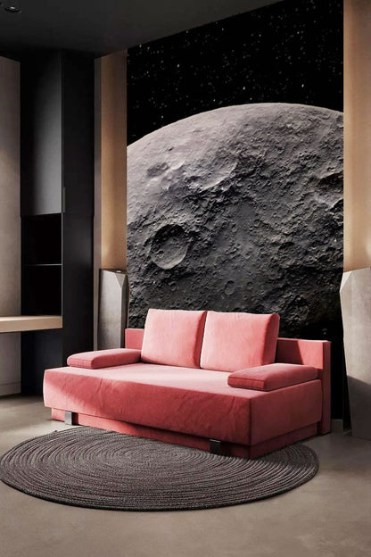 moon surface wallpaper mural for hallway decoration idea