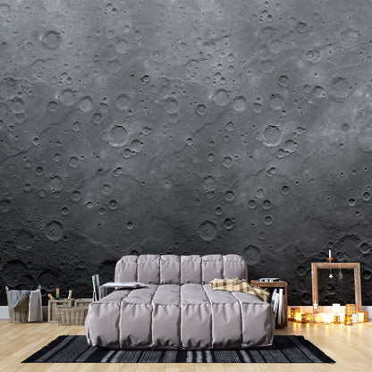 gray wallpaper mural cozy bedroom design