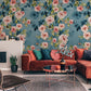A beautiful wallpaper mural with moonflowers for the living room