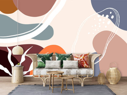 Morandi Block Art Decor Wallpaper Living Room