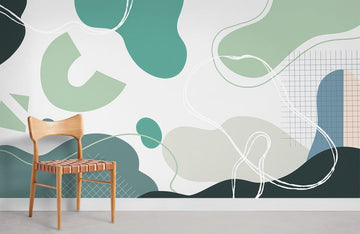 Modern Abstract Geometric Blocks Mural Wallpaper