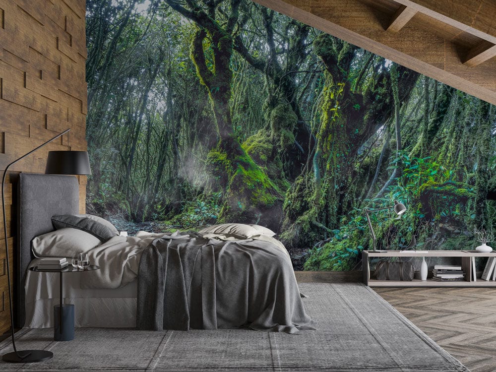 3D forest wallpaper mural for room interior decoration with visual effect