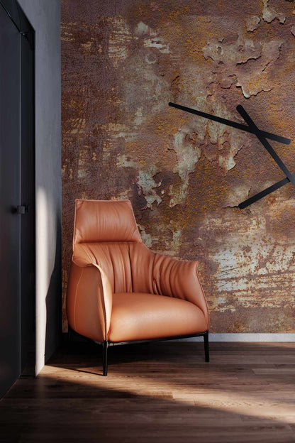 Rustic Metallic Textured Mural Wallpaper in living room
