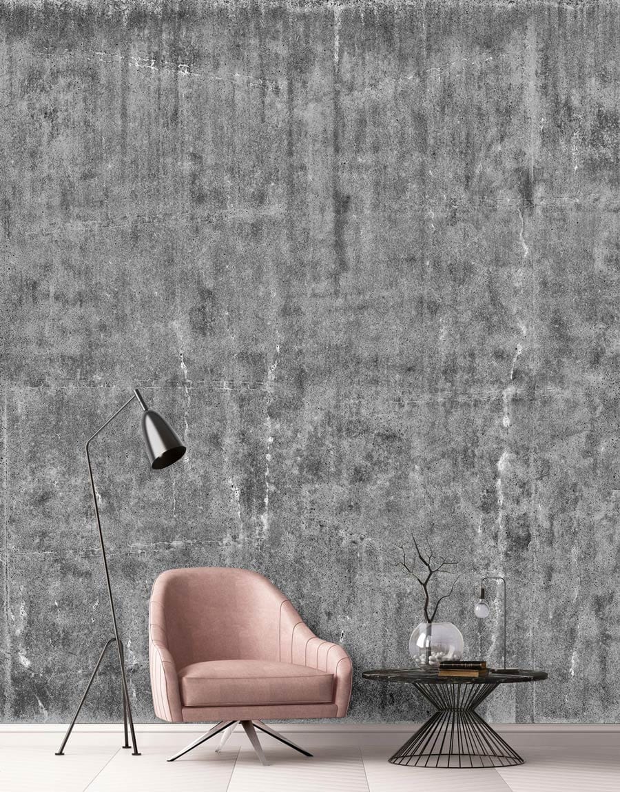 living room industrial grey wall mural