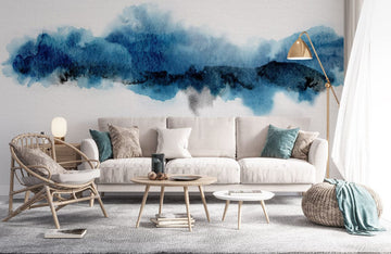 Abstract Blue Watercolor Brushstroke Mural Wallpaper