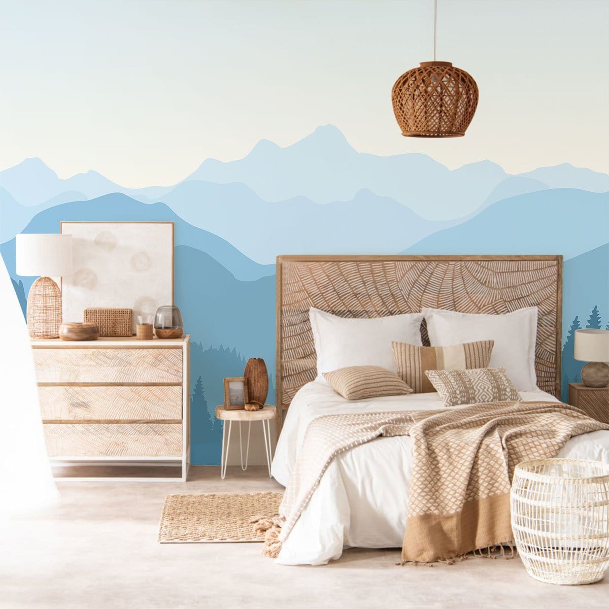 Serene Blue Mountain Range Mural Wallpaper