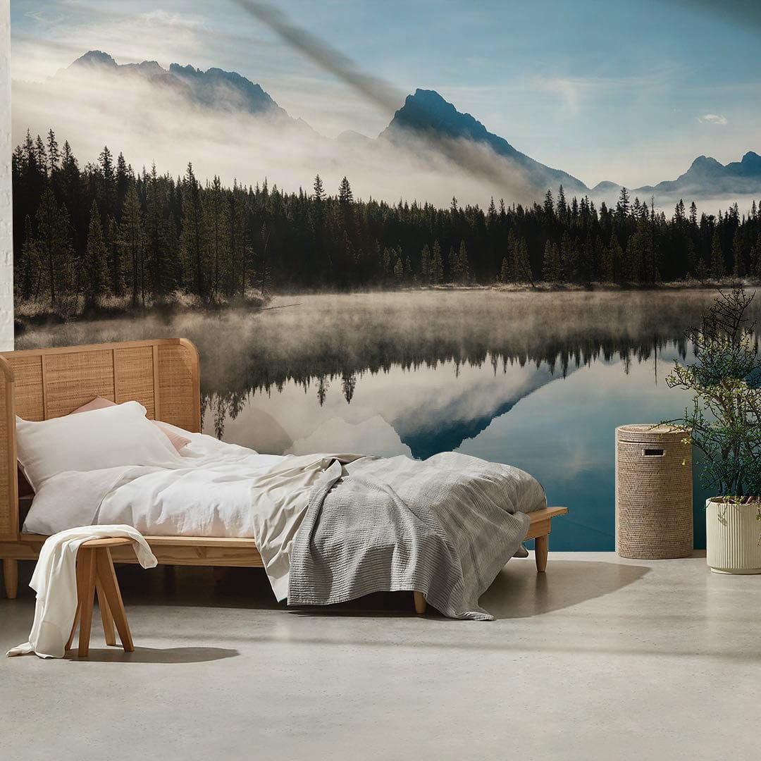 Mountain Lake Forest Mural Custom Wallpaper Art