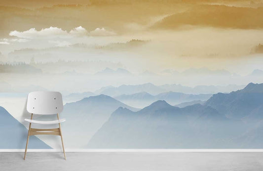 Misty Mountain Sunrise Landscape Mural Wallpaper
