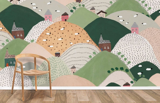 Mountain Top life wallpaper mural for kid's room