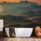 Wallpaper Mural for Bathroom Decoration Featuring Mountains Looking Out Over the Landscape