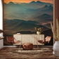Wallpaper mural depicting mountains and landscapes, ideal for use in hallway decor.