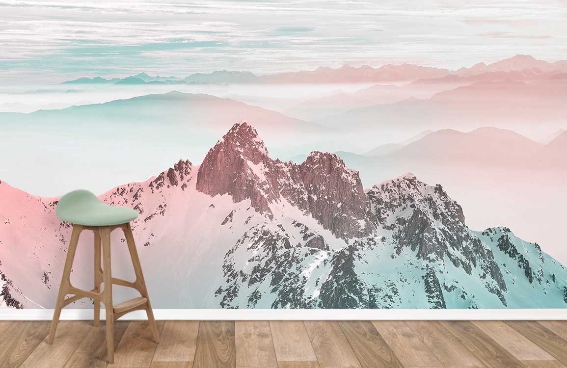 Pastel Mountain Range Landscape Mural Wallpaper