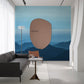 Wallpaper mural with mountains and a blue vault, perfect for decorating a living room.