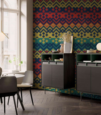 Colorful Sweater Texture Dining Room Wallpaper Mural