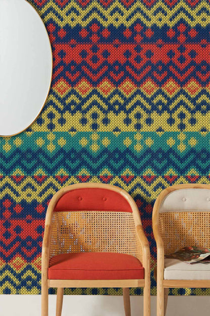 Colorful Sweater Texture Custom Wallpaper Design