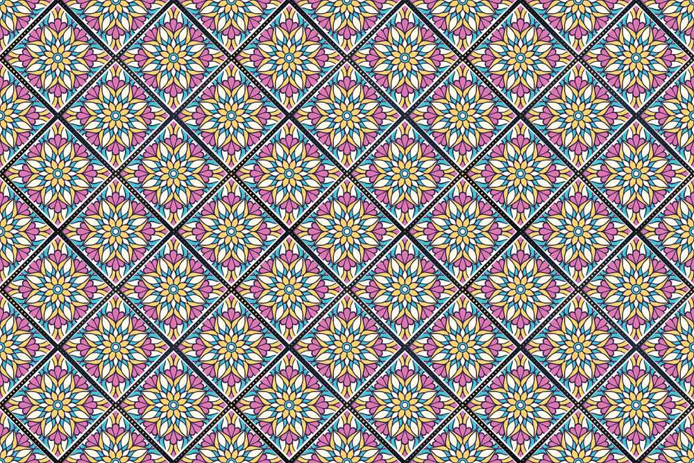 Colorful Geometric Floral Bedroom Mural Wallpaper