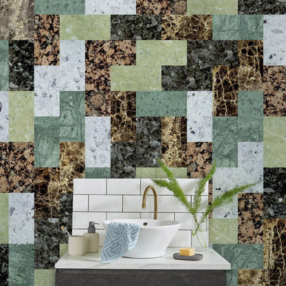 various green cracks wall mural bathroom