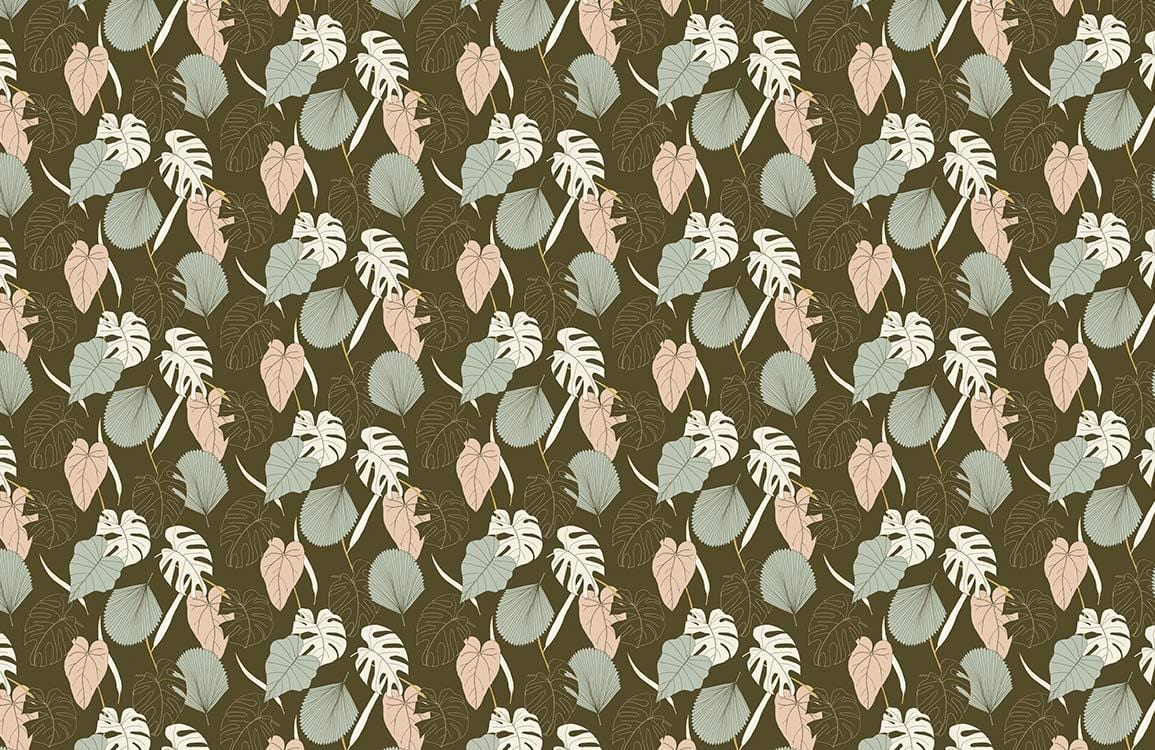 A wallpaper mural with several leaves for your home's décor.