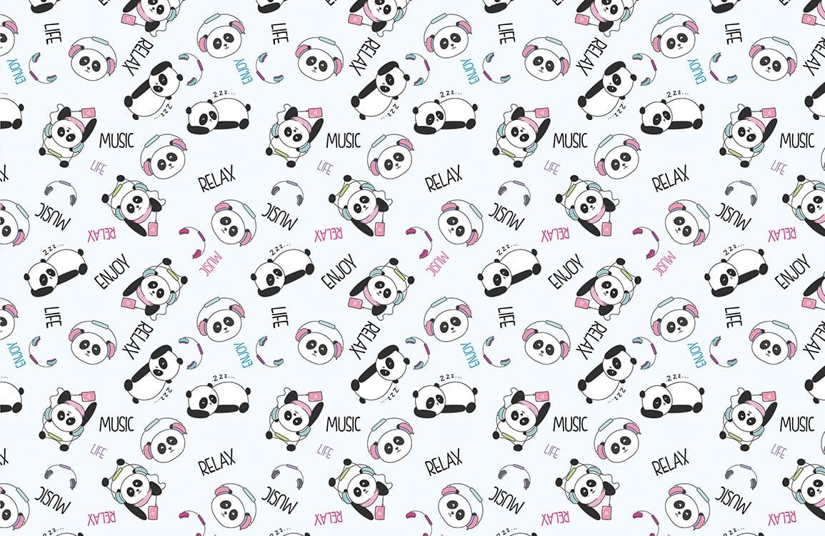 Relaxing Panda with Music Wallpaper Mural