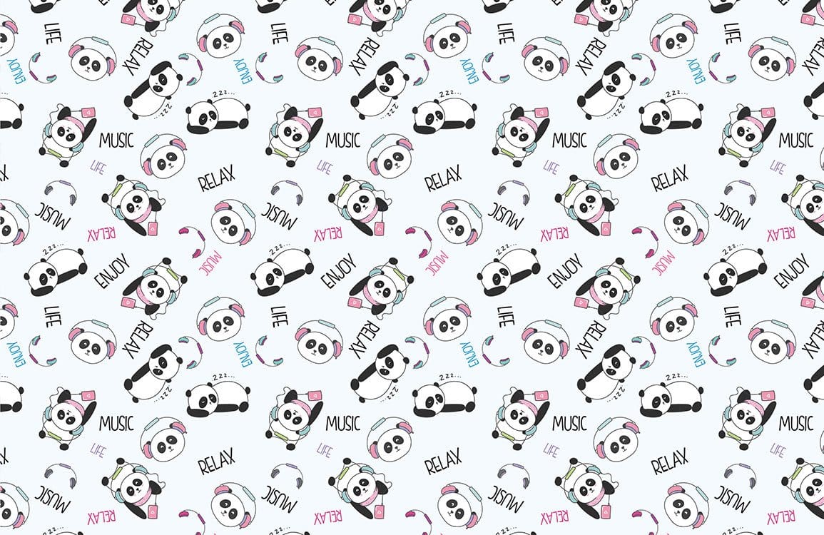 Fresco Murale di Musica con Panda Giocoso