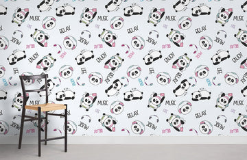 Fresco Murale di Musica con Panda Giocoso