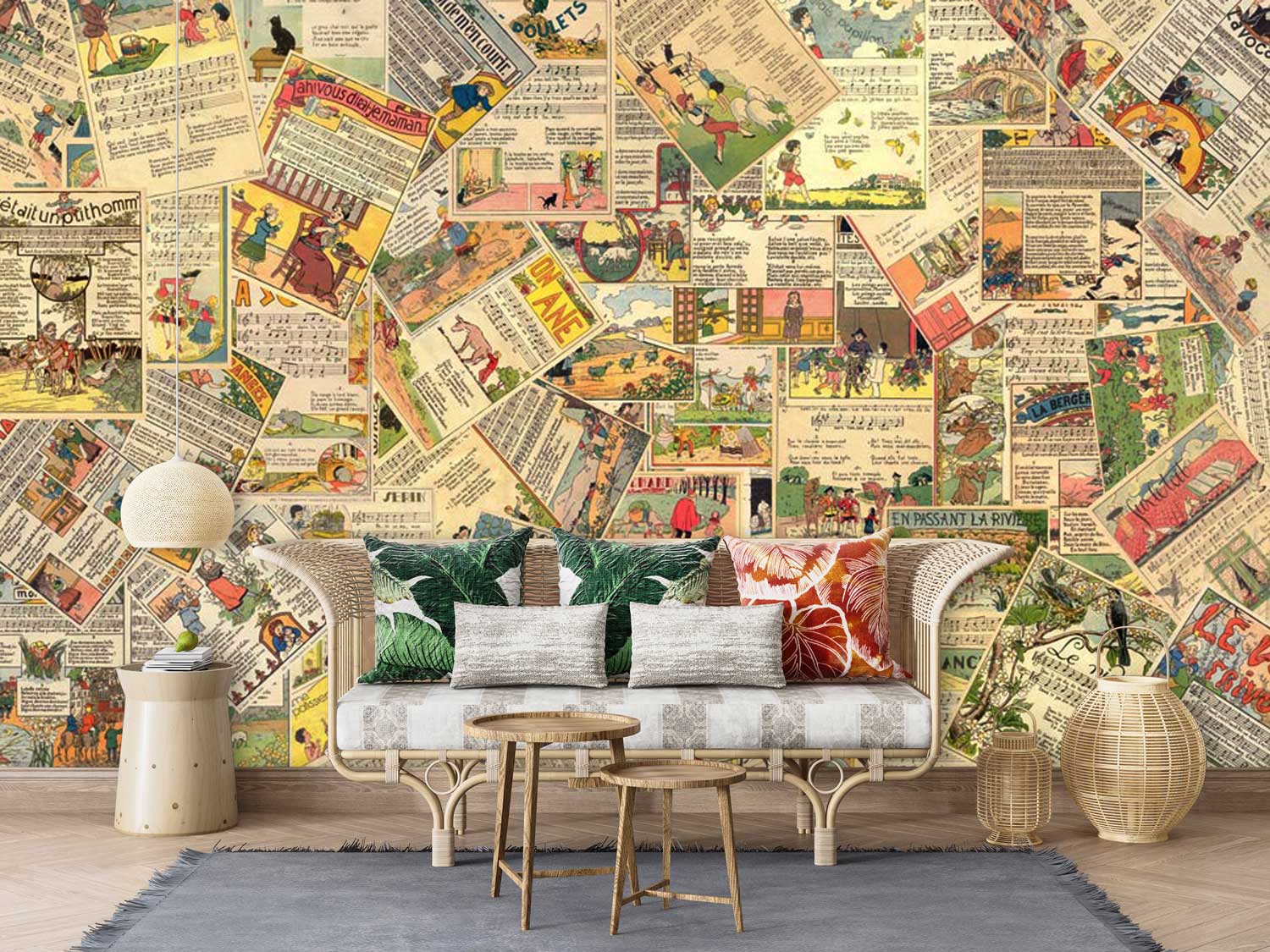 Decorate your living room with this score pattern vintage wallpaper mural.