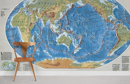 Educational World Map Wallpaper Mural in office
