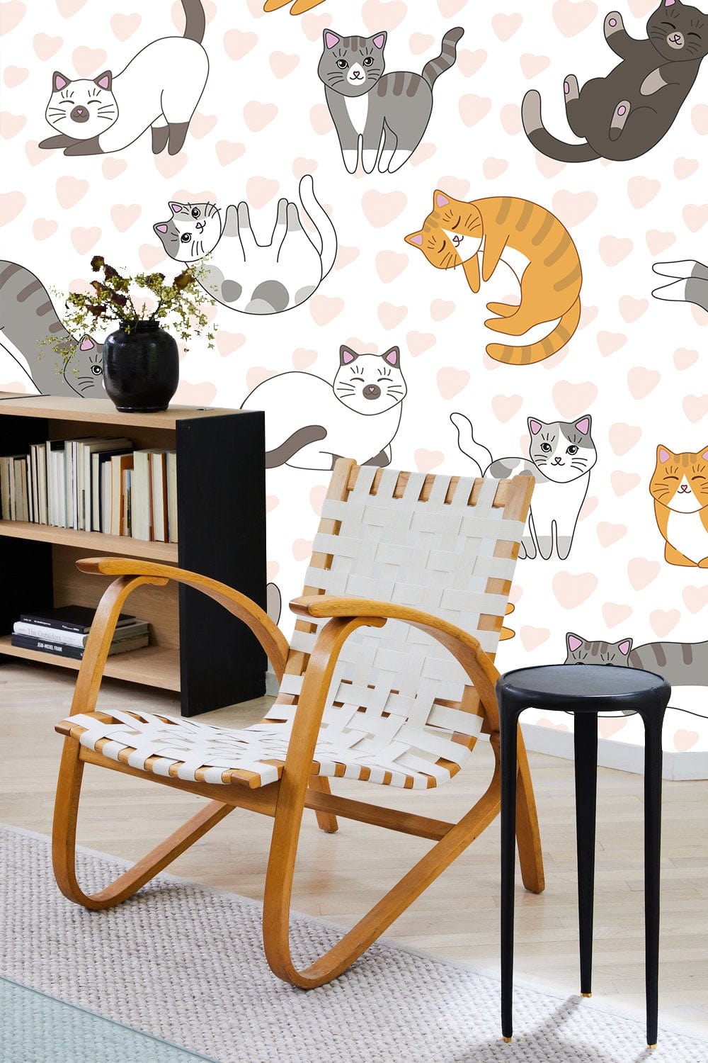 Playing Cats Cartoon Animal Mural Wallpaper for living room decor