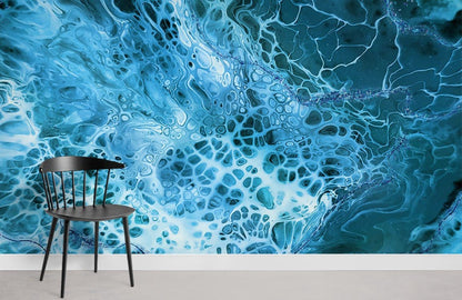 Marble and Ocean Eyes Mural Wallpaper Installed in the Hallway