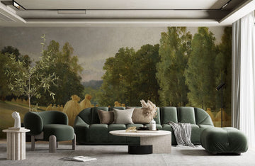 Rustic Harvest Landscape Countryside Mural Wallpaper