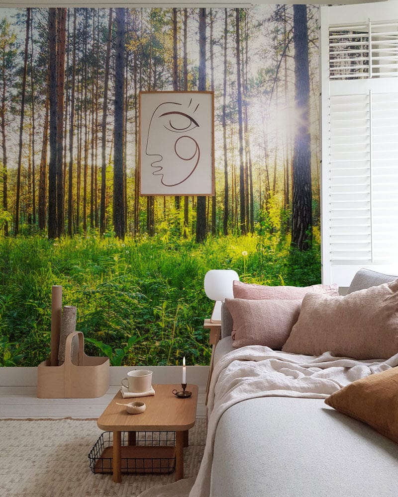forest wall mural lounge interior design