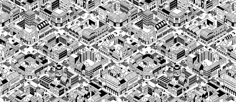 Modern Monochrome Stadtlandschaft Tapete Mural