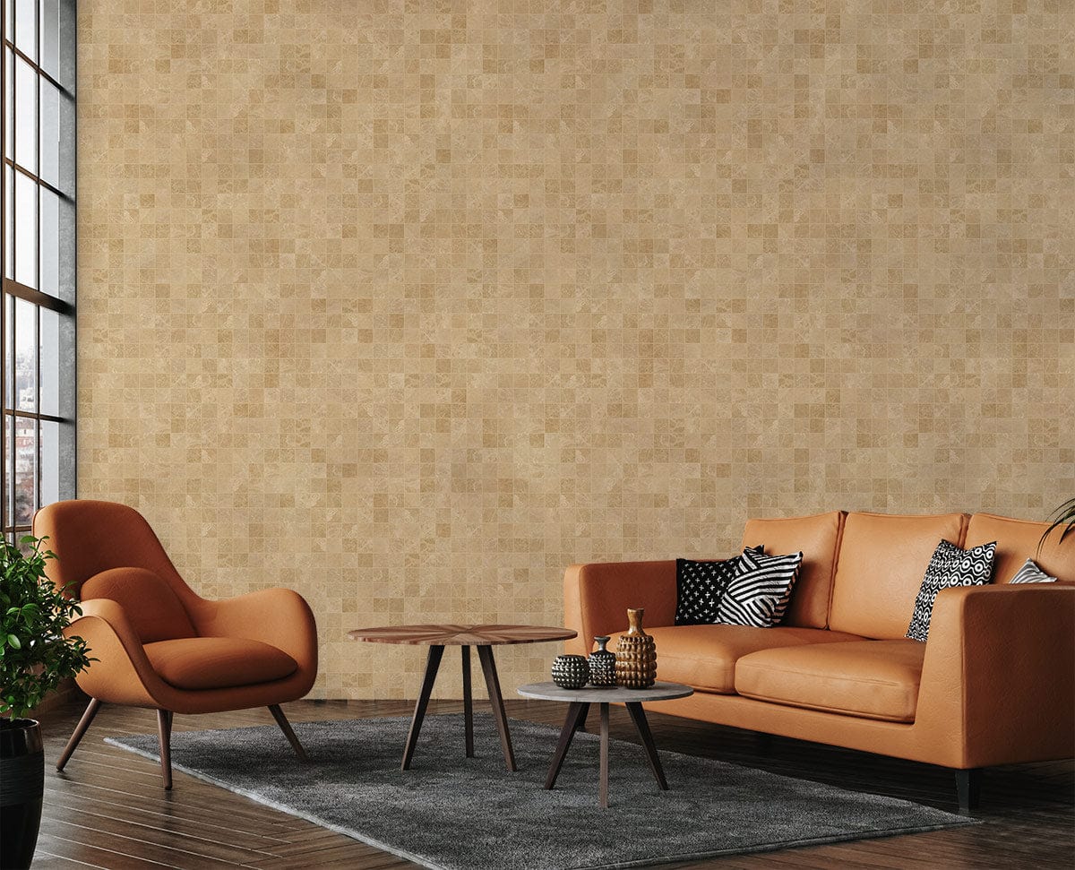 Mosaic Wall Mural for Living Room in Neutral Color