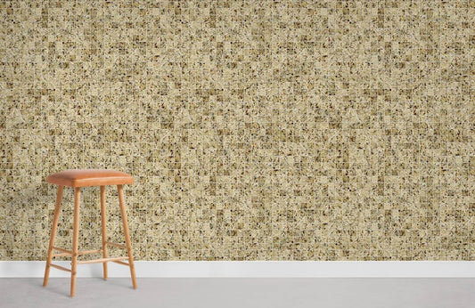 Mural Wallpaper Neutral Mosaic Colors for a Room